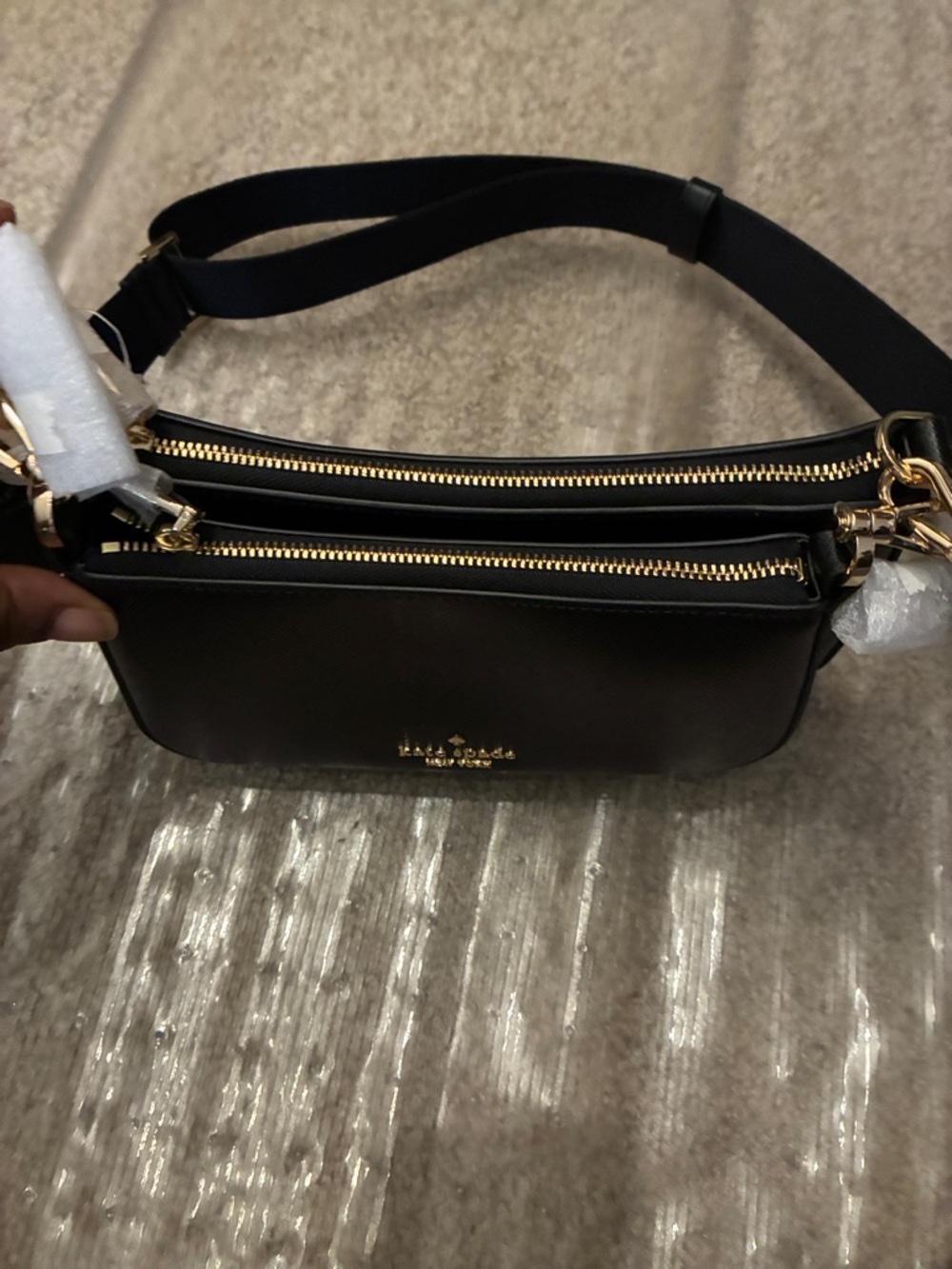 Kate Spade New York Black Leather Shoulder Bag NWT Gold Hardware $349 Retail - Picture 5 of 10